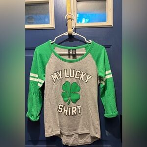Ultra Flirt Green and Gray Long Sleeve Tee